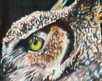 Print, Wall Art, Owl, Colored Pencil Art, Kids Artwork, Nocturnal Animals