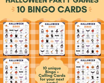 Halloween Bingo for Kids | 10 Printable Cards & Calling Cards | Classroom Party Activity