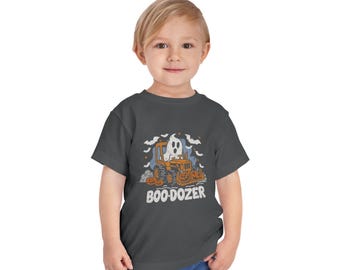 Boo-dozer Ghost Bulldozer Toddler Tee | Halloween Pumpkin Construction