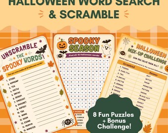 Halloween Word Search & Scramble Printable | Kids Halloween Activity Pack | PDF
