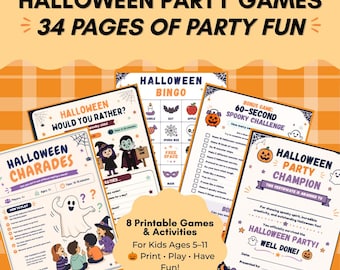 Halloween Party Games for Kids | 8 Printable Activities (Digital Download)