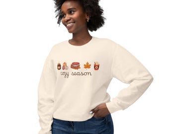 Gemütliches Herbst-Sweatshirt mit Rundhalsausschnitt | Kürbis, Kerze, Ahornblatt