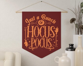 Wimpelkette „Nur ein Haufen Hokuspokus“ | Halloween-Hexenbanner | Kastanienbraun