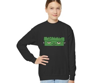 Frankenstein Face Embroidered Sweatshirt | Halloween Monster Graphic Tee
