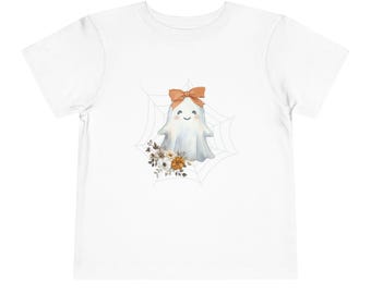 Toddler Ghost Tee | Watercolor Halloween Spiderweb Floral Design