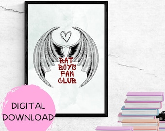 Bat Boys Fan Club, Printable Wall Art, ACOTAR, Rhysand, Azriel, Cassian