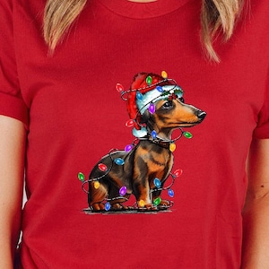 Dachshund Chrismas Shirt, Dachshund Chrismas Light Shirt, Dachshund Lover Xmas Sweatshirt, Dog Lover Shirt, Dachshund Puppy Christmas Tee