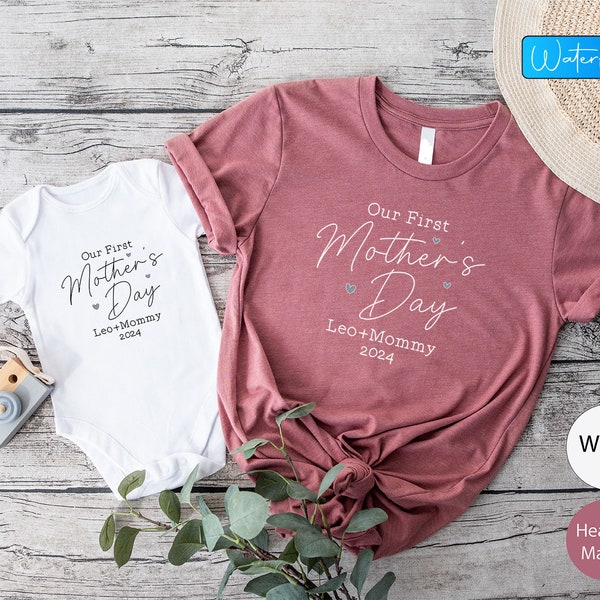 Custom Our First Mother's Day Shirt, New Mom Mother's Day Gift, Custom Matching Mom And Baby Shirt, First Mother's Day Personalized Tshirt