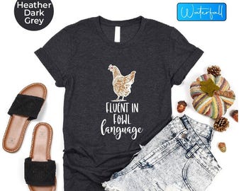 Camiseta divertida de pollo: habla con fluidez el lenguaje de las aves, camiseta de animales de granja