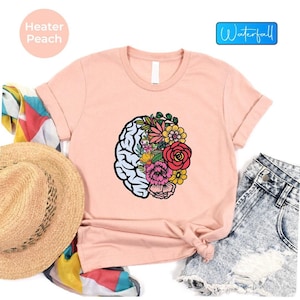 花柄の脳解剖学シャツ：メンタルヘルス看護Tシャツ