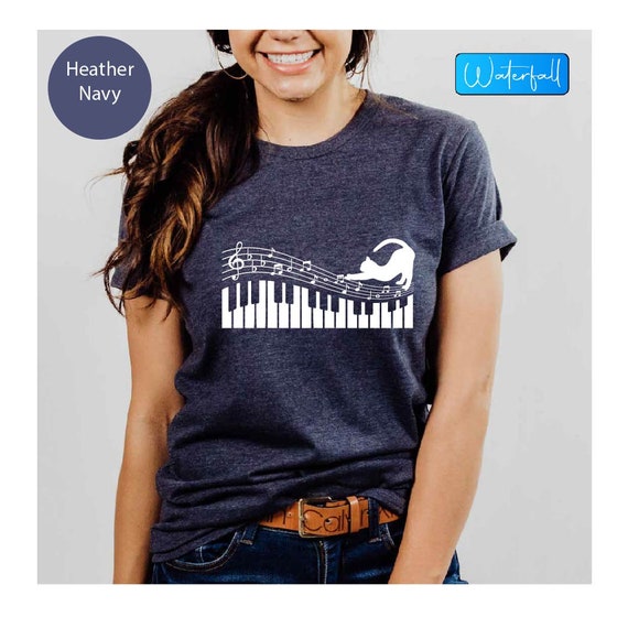 Piano Cat Tee Shirt-Music Lover Piano Tee- Cat Tshirt Piano Cat Tee Shirt-Music Lover Piano Tee- Cat Tshirt