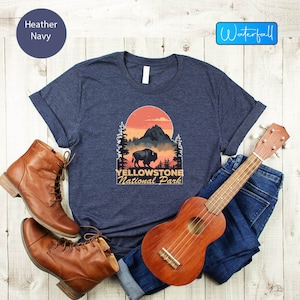 Yellowstone National Park Tee, Bison Tshirt, Sunset T-shirt, Mountain Shirt, Buffalo Shirt, Yellowstone Tshirt, Western Shirt, Camping Tee