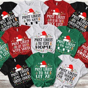 &quot;Lustiges WeihnachtsFamilien-Shirt: &quot;&quot;Most Likely To...&quot; passendes Gruppen T-Shirt.&quot;