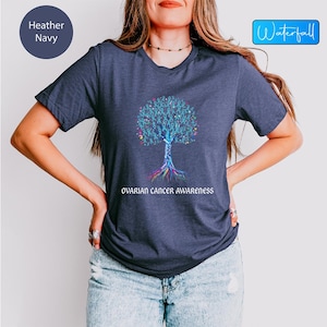 Eierstokkanker-T-shirt: cadeau groenblauw lint