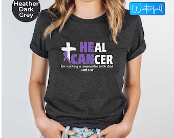 Pancreatic Cancer Awareness Shirt, Cancer Warrior Christian Shirt, Cancer Support Tee, Bible Pancreatic Cancer Tshirt, Cancer Ribbon Tee