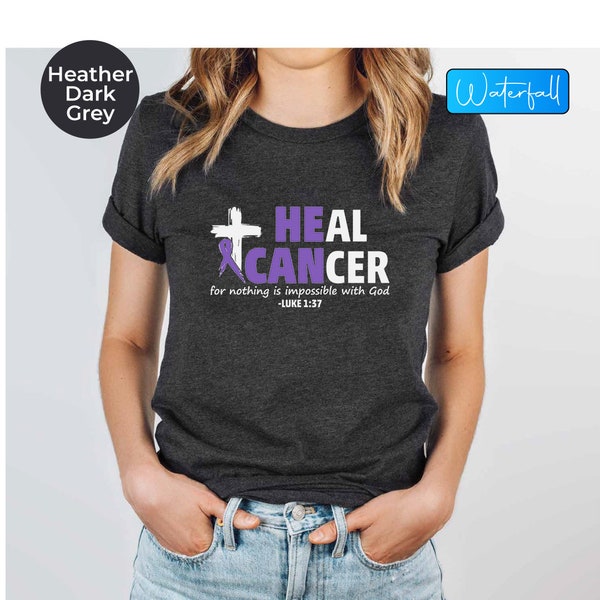 Pancreatic Cancer Awareness Shirt, Cancer Warrior Christian Shirt, Cancer Support Tee, Bible Pancreatic Cancer Tshirt, Cancer Ribbon Tee