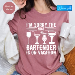 Przepraszam, miły barman jest na wakacjach, koszulka, prezenty dla barmana, zabawna koszulka barmańska, koszulka do picia, słodka koszulka barmana, koszulka z humorem barmana