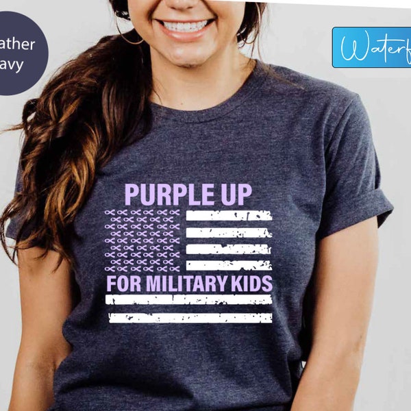 Purple Up For Military Kids Shirt, Military Kids Family American Flag Gift Shirt, Purple Up Day Shirt For Military Mom, American Flag Gifts