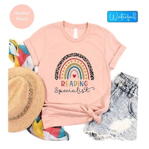 Leopard Rainbow Reading Specialist T-Shirt - Teacher Book Lover Shirt