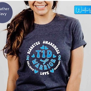 Diabetes Awareness Love Shirt, Type 1 Diabetes Tee, Diabetes Ribbon Tee, Blue Ribbon Shirt, Diabetic Shirt, Diabetes Cure Shirt,Diabetes Tee