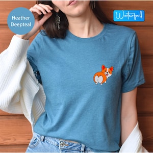 Corgi Pocket Print Shirt, Dog Lover Tee, Funny Corgi Gifts