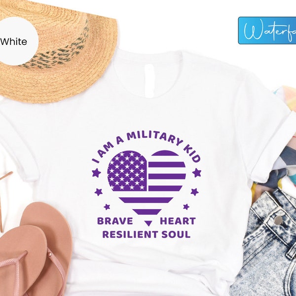 American Flag Heart Military Kids Shirt, Military Child Shirt, American Flag Military Gift Tee, Month Of The Military Children Gift