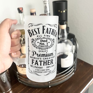 Fathers Day Frosted Mug for dad personalized gift for bonus father glass cup gift for first time dad beer frosted mug from daughter and son