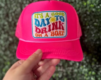 Lake Life Trucker Hat Funny Drinking Boat Hat Summer Vibes Hat Cute Beach Hat Gift Bachelorette Lake Trip Gift Summer AccessoriesTrucker Hat