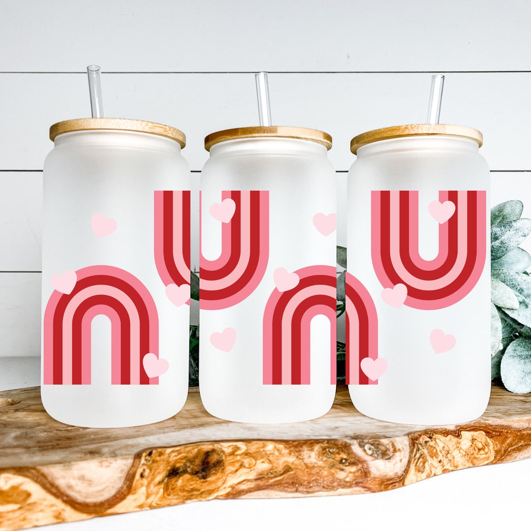 Retro Rainbow Glass Beer Can With Bamboo Lid, 16oz Glass Can, Beer Mugs ...