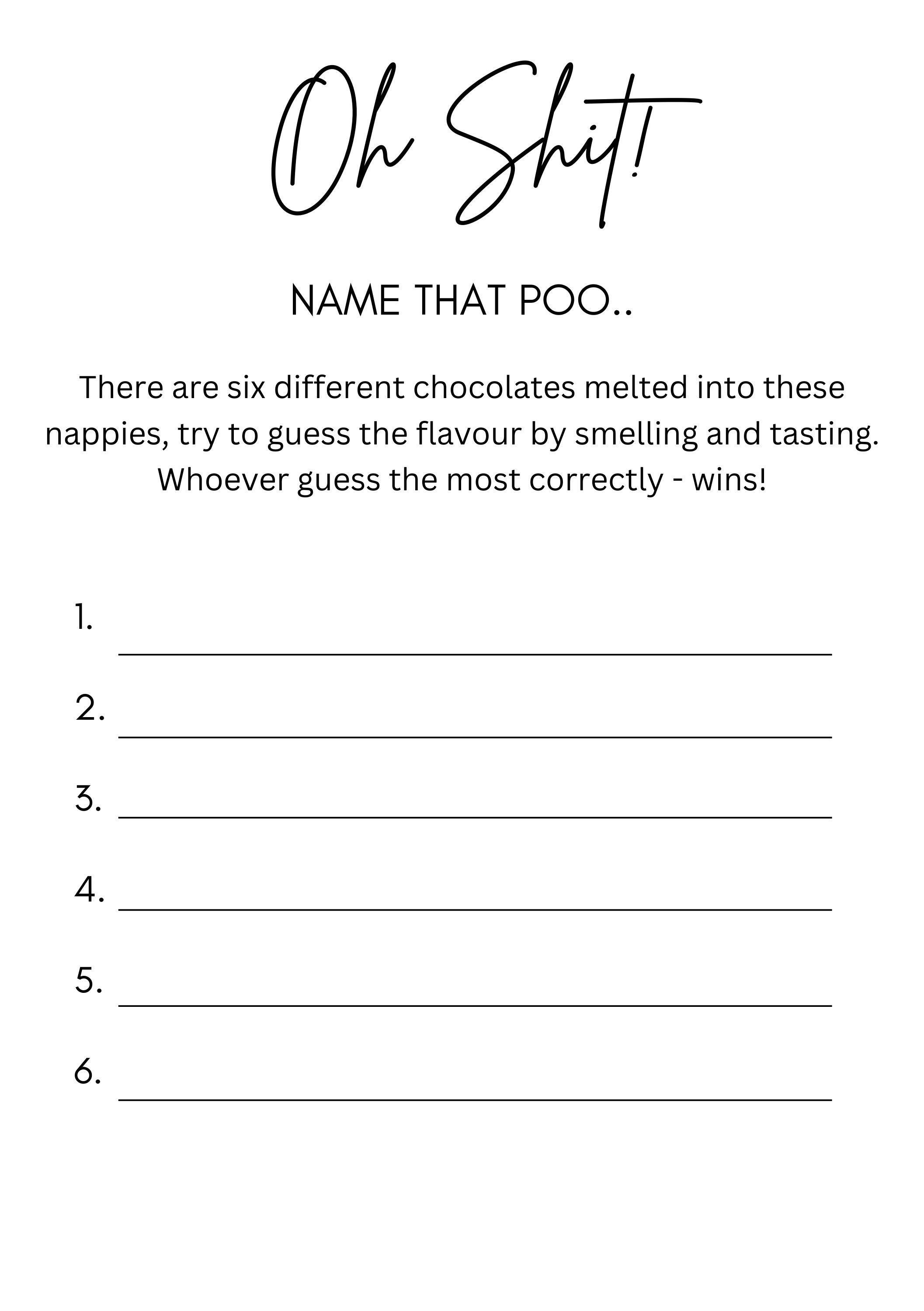 Shit Happens Name That Poo Guess the Sweet Mess Baby Shower - Etsy ...