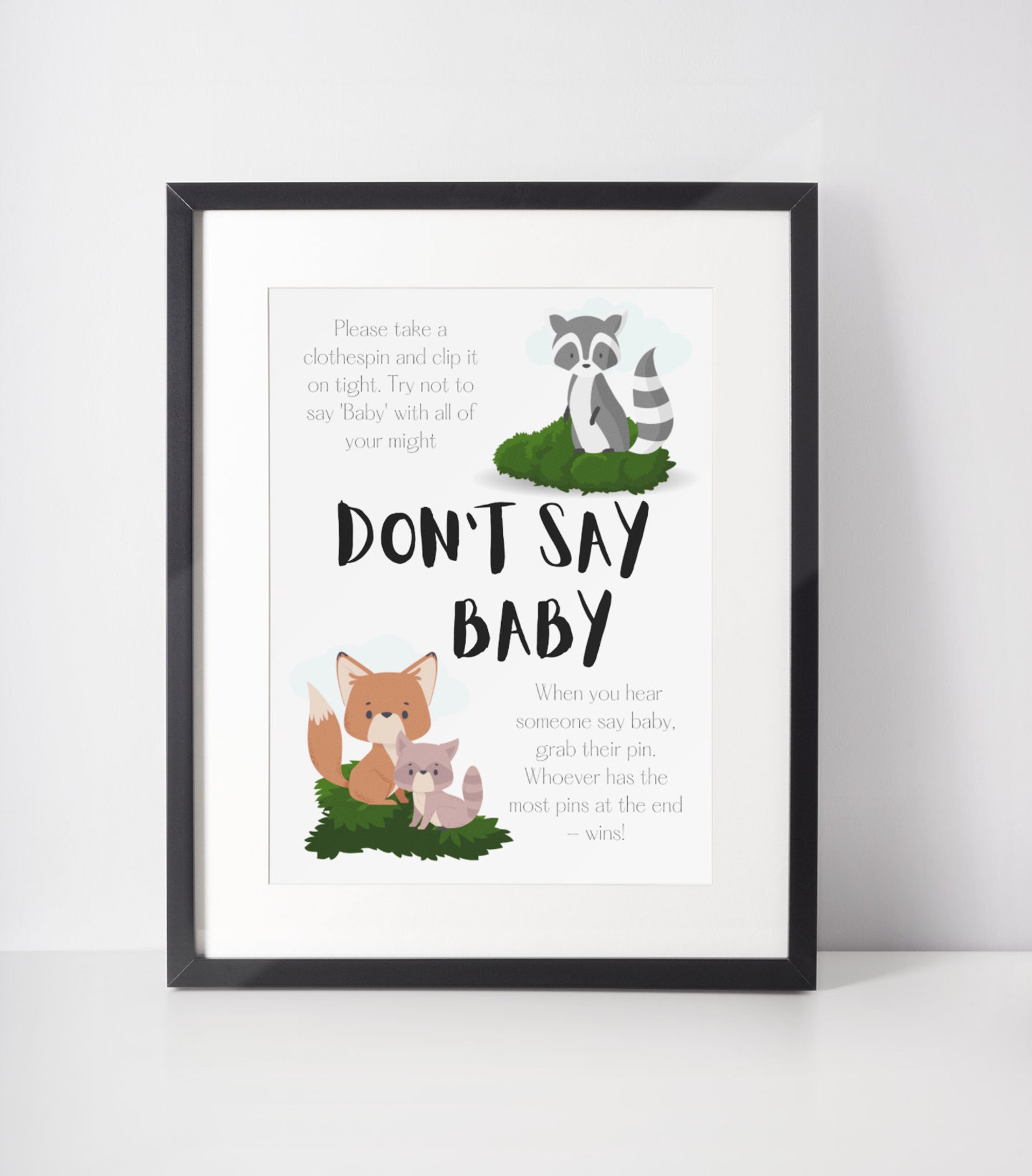 Don't Say Baby Sign Woodland Baby Shower Games Don't Etsy Australia