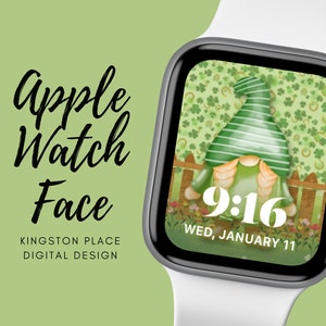 Lucky St. Patrick’s Day  Gnome Apple Watch Face | Spring Gnome Apple | Scandinavian Gnome Smart Watch Custom Face  Watch Wallpaper