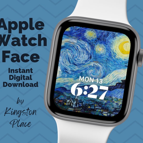 Starry Night Apple Watch Face Instant Digital Download | Van Gogh Art Smartwatch Wallpaper | Famous Painting Watch Digital Design