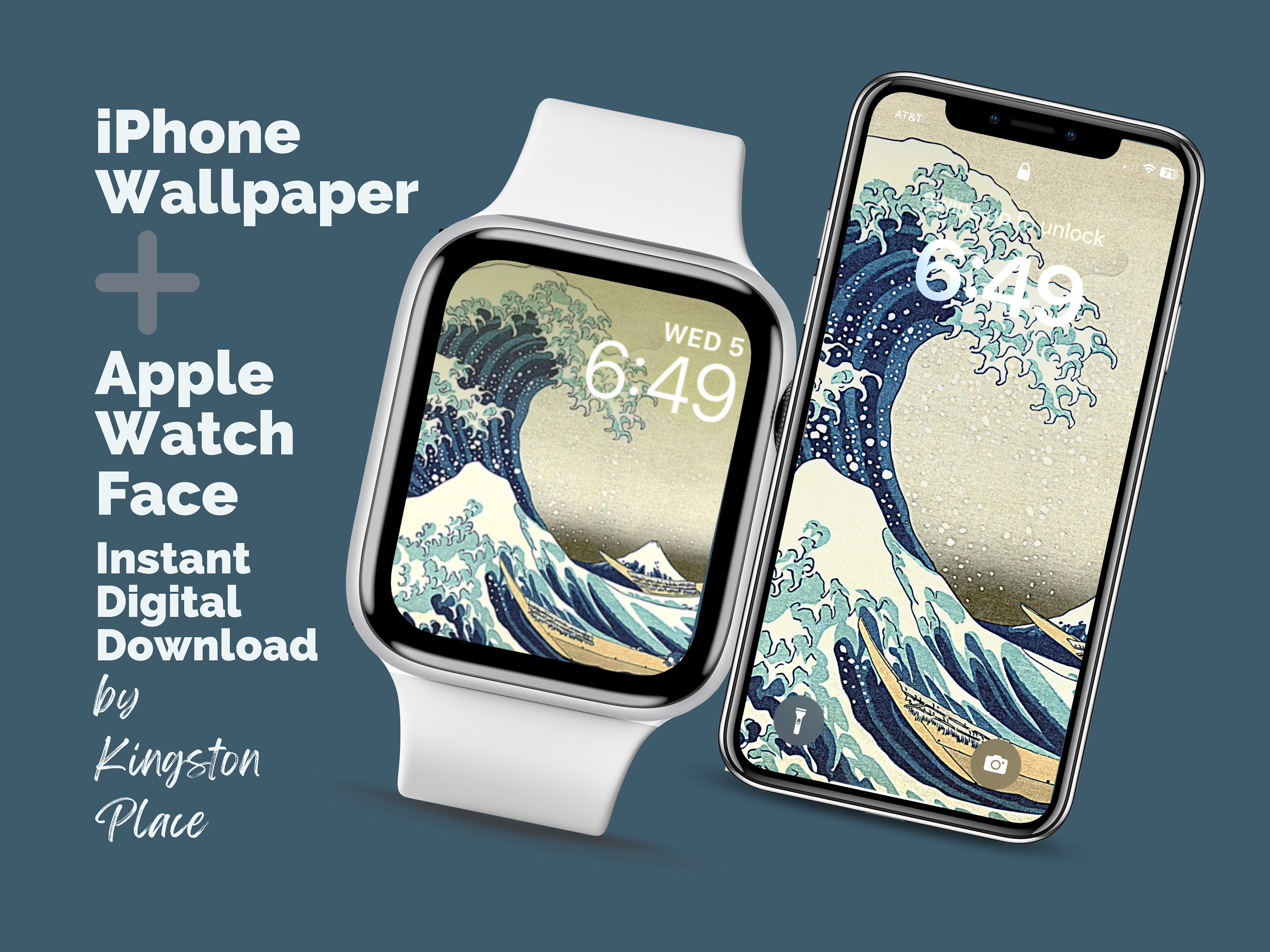 The Great Wave Apple Watch Face and iPhone Wallpaper Set Classic