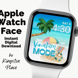 Beach Apple Watch Face Digital File, Vacation Apple Watch Wallpaper Instant Download, Fun Apple Watch Face Digital Image for Summer