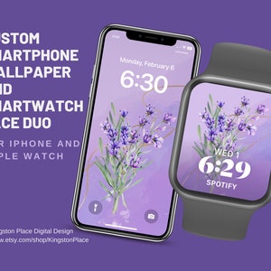Lavender Floral Apple Watch Face & iPhone Wallpaper (Digital Download)