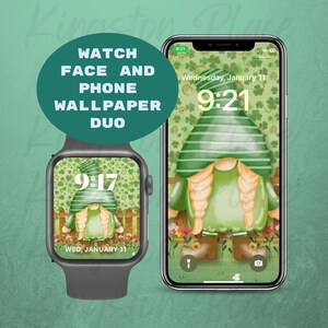 St. Patrick&#39;s Day Gnome Wallpaper Duo: Apple Watch & iPhone (Digital Download)