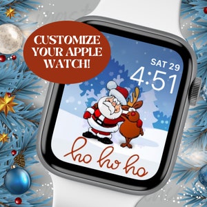 Cute Christmas Apple Watch Faces | Santa and Rudolph Apple Watch Wallpapers |