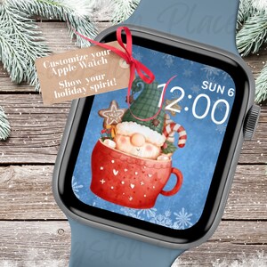 Zuckerstangen-Urlaub-Zwerg-Apple-Zifferblatt | Winterwichtel Apfel | Skandinavische Weihnachtszwerg Smart Watch Benutzerdefinierte Gesichtsuhr-Tapete