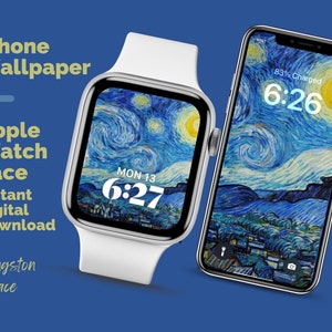 Pacchetto di sfondi per quadrante e telefono di Van Gogh per Apple Watch Download istantaneo - Set di sfondi digitali artistici vintage per Apple Watch e iPhone