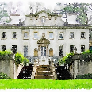 The Swan House Georgia Custom Wedding Venue Print - Personalized Watercolor Wedding Gift - Venue Illustration - Digital Downloa