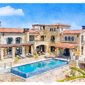 Malibu Rocky Oaks Estate Vineyards  Custom Wedding Venue Print - Personalized Watercolor Wedding Gift - Venue Illustration - Digital Downloa