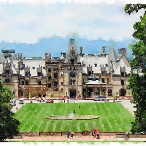 Biltmore Estate Custom Wedding Venue Print - Personalized Watercolor Wedding Gift - Venue Illustration - Digital Download Wall Ar