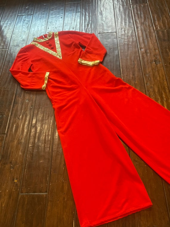 Vintage 1960’s Red Fleece wide Legged Jumpsuit