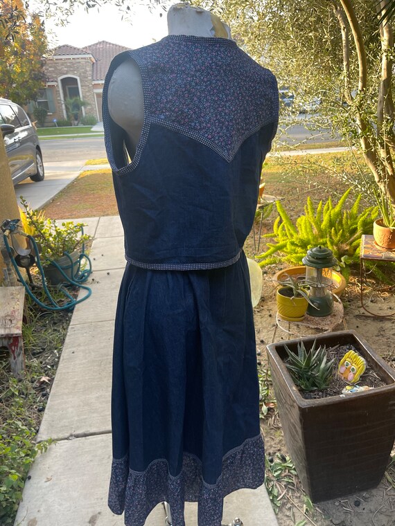 Vintage Gunne Sax Denim Skirt with Matching Vest … - image 2