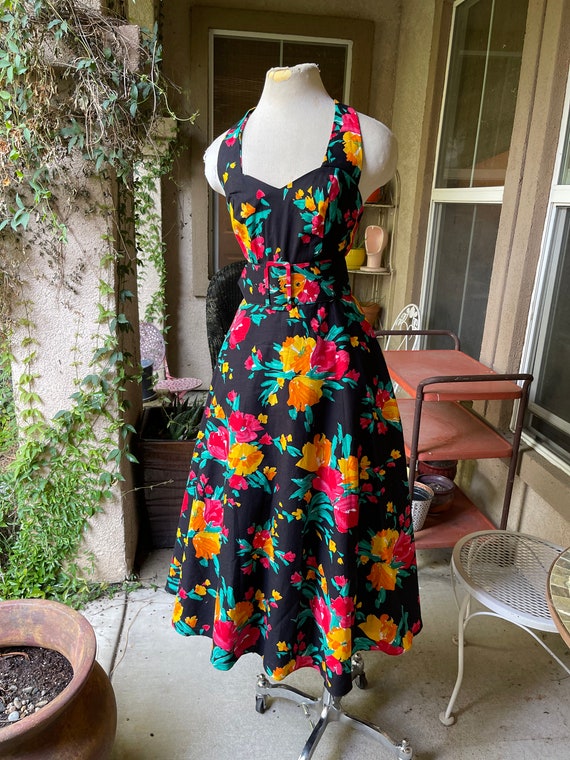 Vintage 1980’s Floral Halter Dress