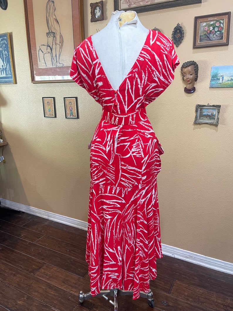 Vintage 1980s 40s Style Rayon Dress - Etsy