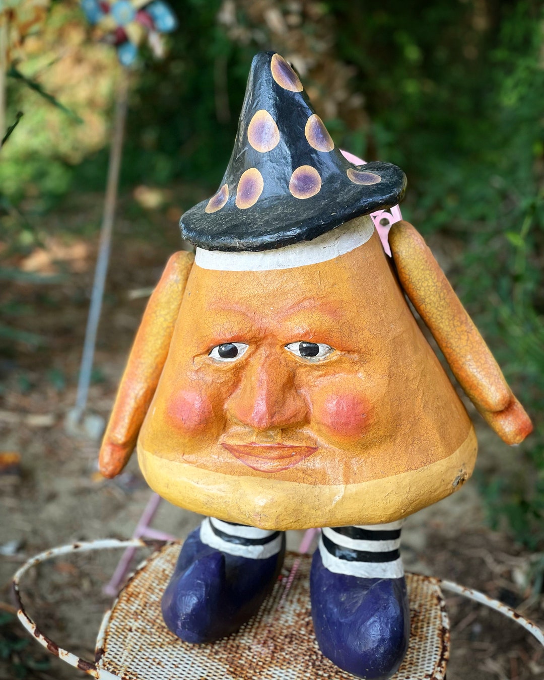 Bethany Lowe Paper Mache Halloween Candy Corn Man Etsy