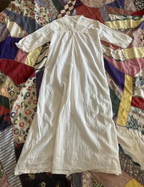 Antique Edwardian White Cotton Nightgown - image 2