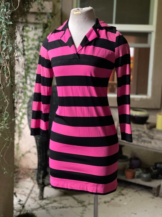 Vintage 1980’s Striped  Jersey Knit Dress Joseph M